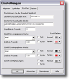 Einstellungen Dialog mit arabischen Ziffern